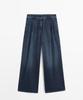 Masimodutti Pintuck Detail High-Rise Wide-Leg Jeans
