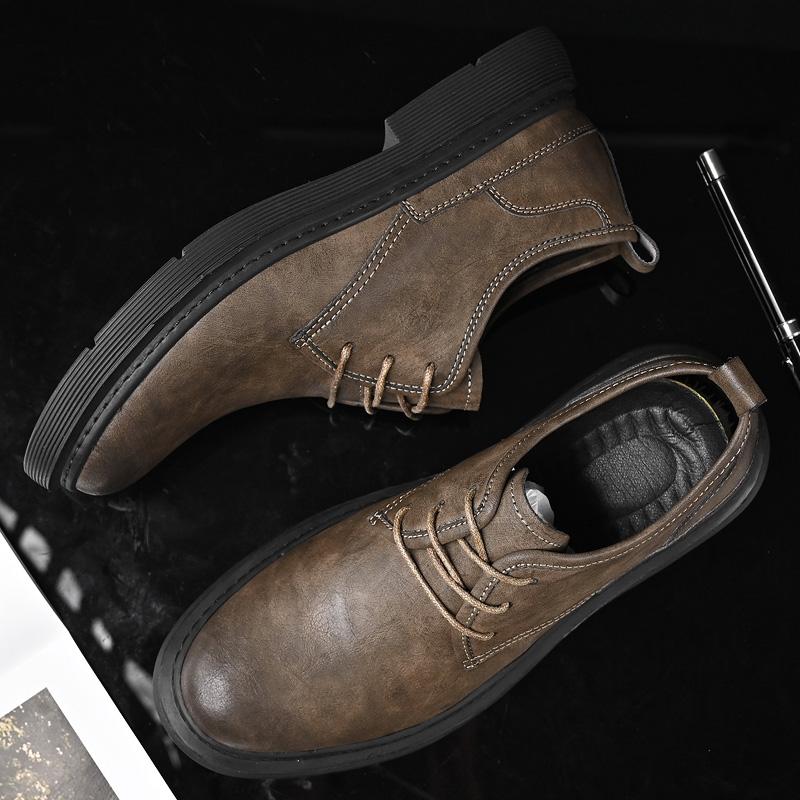 Fashion Classic Retro Men's Genuine Leather Shoes Thick Soled Men's Casual Shoes Office Business Shoes Banquet Dress Shoes