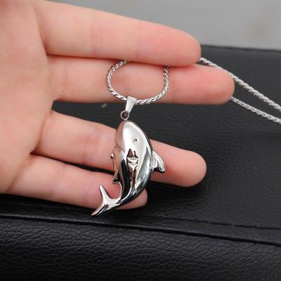 Stainless Steel Fat Fish Pendants Clavicle Chain Necklace Women Jewellery