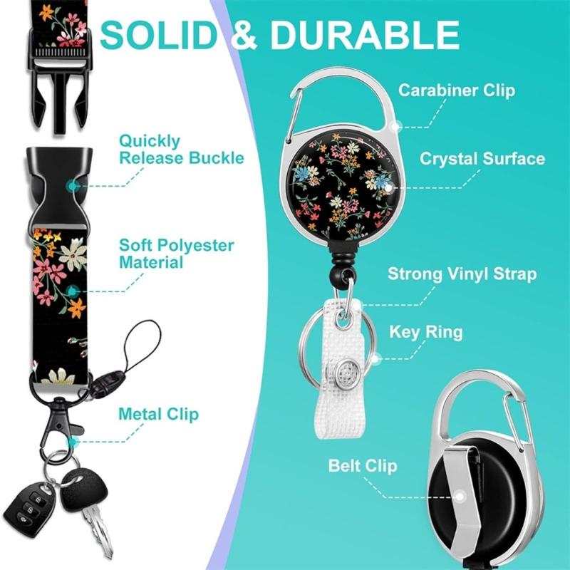 Retractable ABS Badge Holder with Lanyard Ergonomic Sliding Out Card Case Water Resistant Clear Card Holder For Office