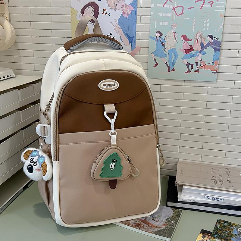 School Bag Korean Version Contrasting Colors, High Quality and Large Capacity, Junior High School Student School Bag, High Value Ridge Protection