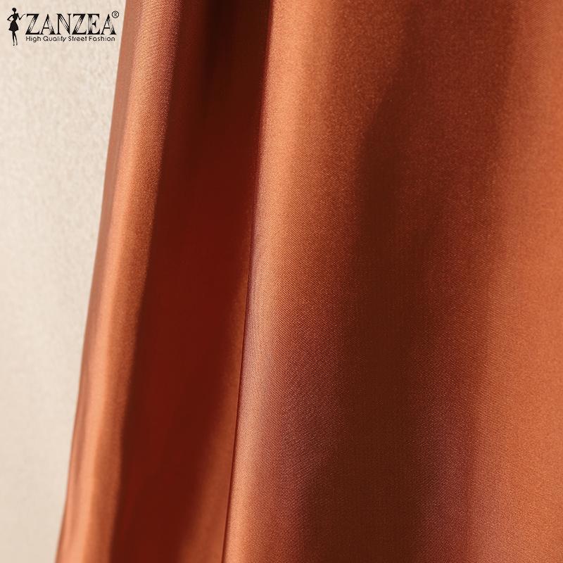 ZANZEA Dámské ležérní dlouhé sukně s elastickým pasem, volným střihem do A