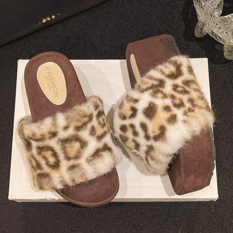 Fashion Women Platform Fluffy Slippers 2025 Autumn Fashion Comfortable Shoes New Trends Slingback Shoes Classical Zapatillas De Mujer