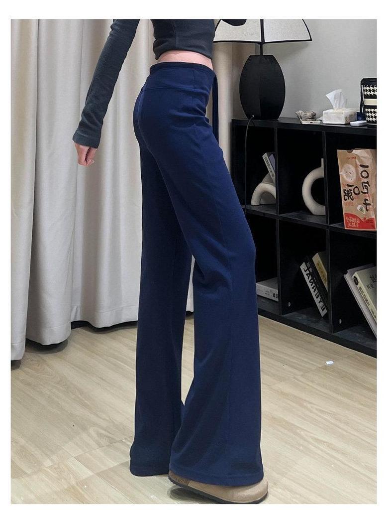Women's High Waist Gray Sweatpants - Spring Autumn 2025 Collection, Slimming Straight Leg, Drape Design, Casual Wide-Leg, Autumn Winter Style