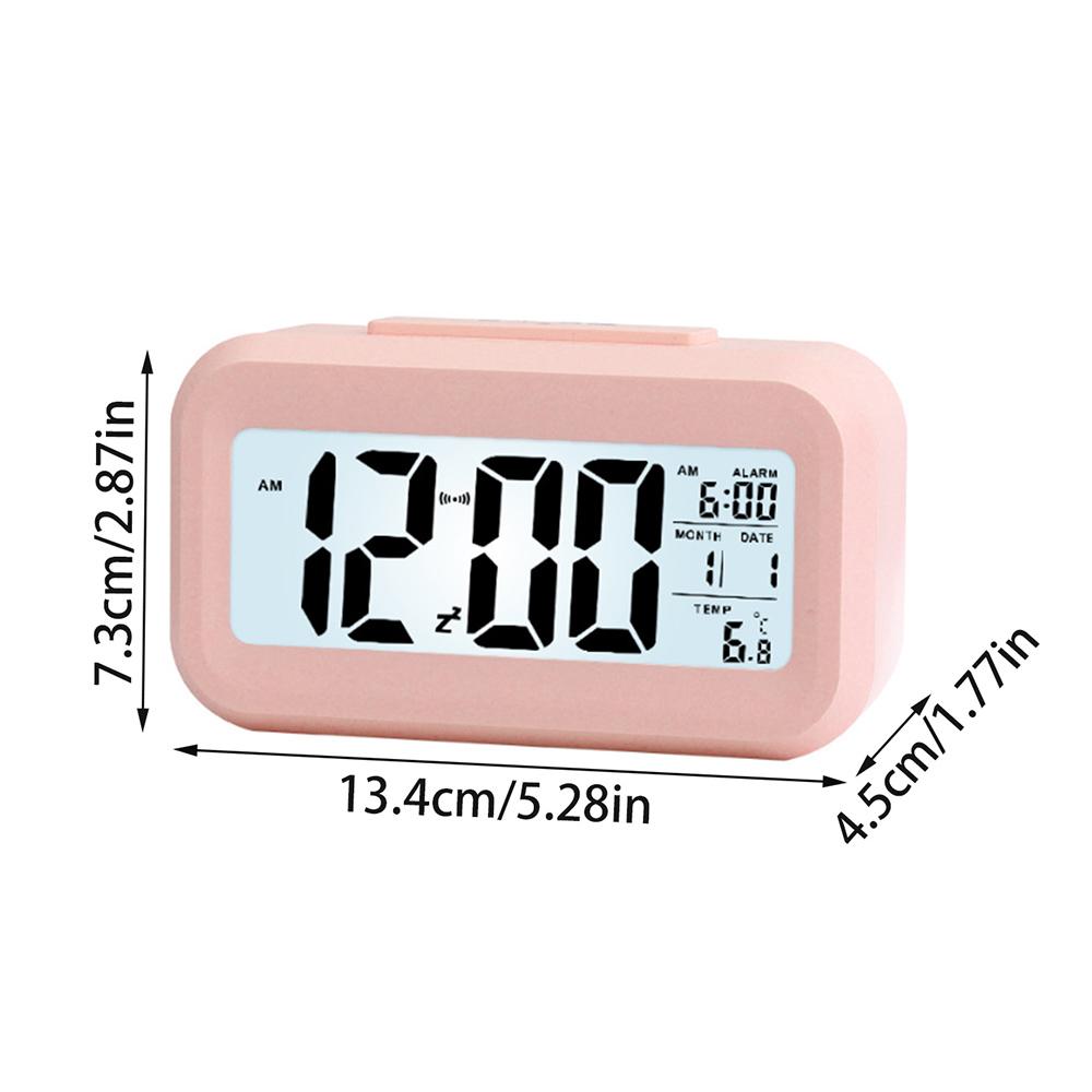 Digital Alarm Clock with Indoor Temperature Light Sensor Battery Operated Backlight 12/24H Display for Bedrooms Office Desk