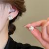 Silver Needle Zircon Flower Pearl Stud Earrings Exquisite Light Luxury High-end Earrings Niche White Versatile Earrings
