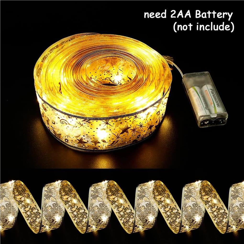 Christmas Tree Ribbon Light String Party Weddings Decoration Strip Gift Packing Decorative Supply for Dormitory Office