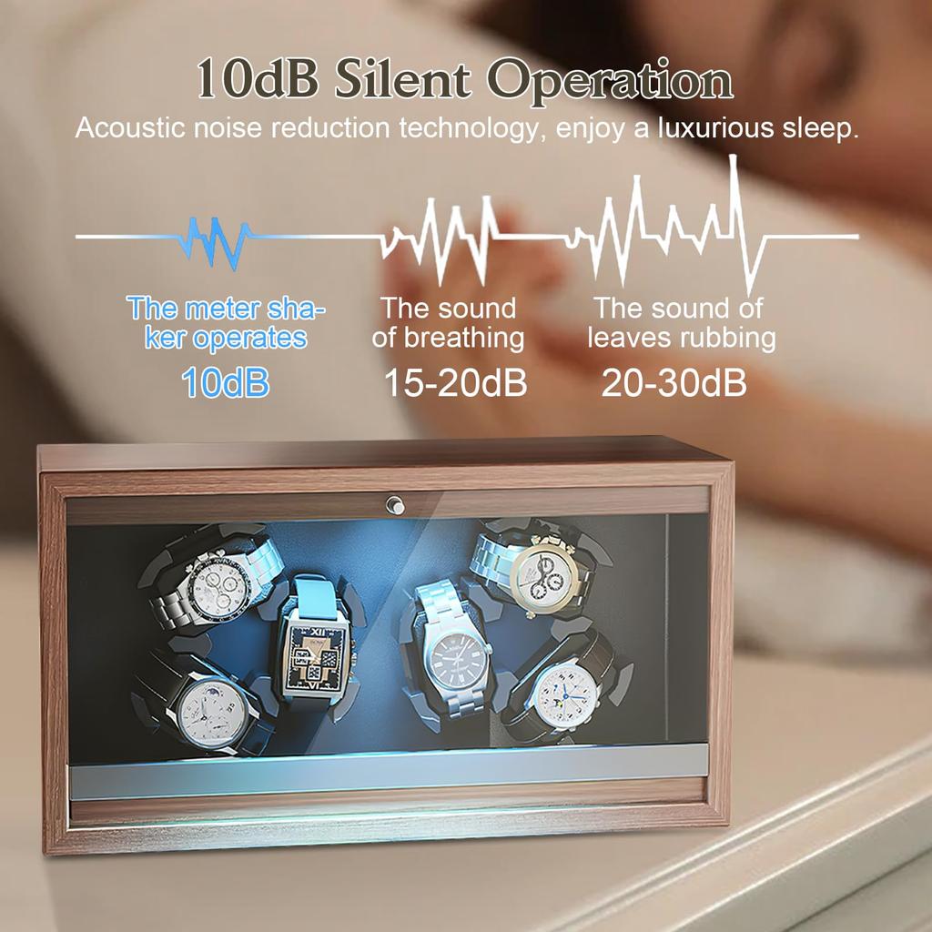 Watch Winder for Automatic Watches 6/4/3/2 Slots Watch Shaker Wooden Box Super Motor Blue LED Light Jewelry Store Display Box