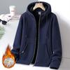 Solid Cashmere Fleece Hoodies Men Sweatshirt Autumn Winter Jacket Breathable Leisure Walk Warm Hooded Zipper Top Coat