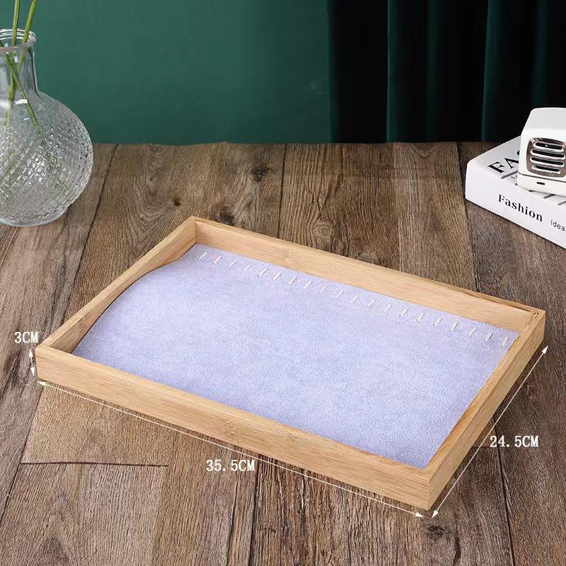 Bamboo & Wood Jewelry Display Tray - Necklace, Bracelet, and Stall Rack Organizer