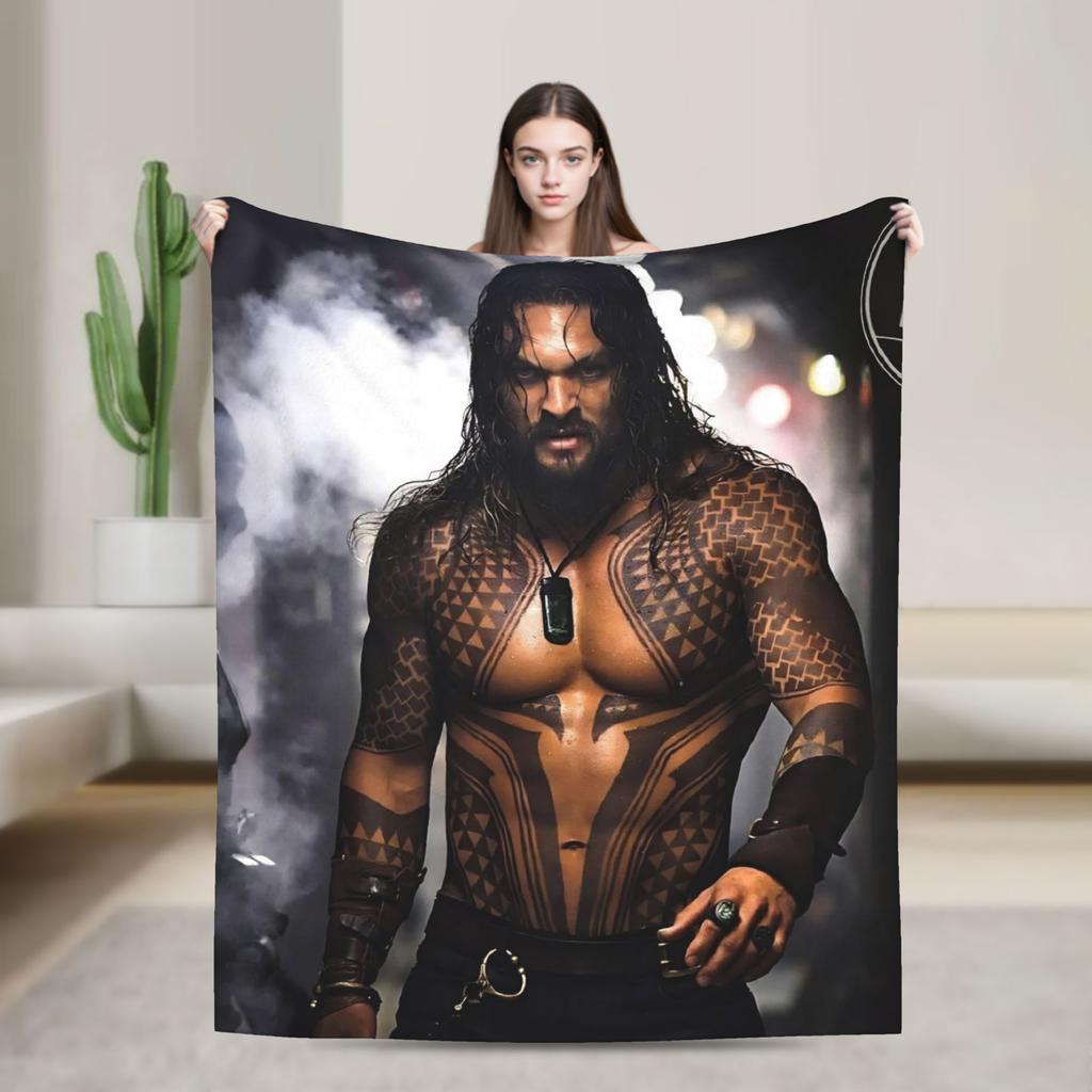 Jason Momoa Photo Collage Flannel Blanket Winter Super Warm Throw Blanket for Boy Girl Living Room Bedspread Sofa Bed Cover