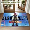 Crystal Velvet Square Rug Custom NameBillie Eilish Pattern Non Slip Home Floor Decor Rug