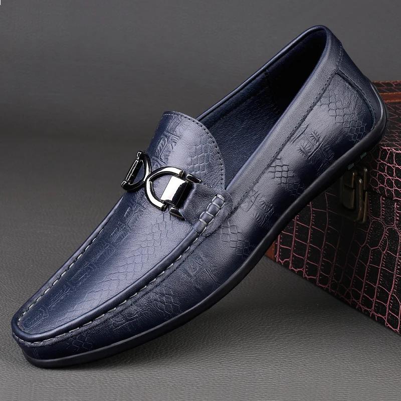 Leisure Walk Loafers Men Genuine Leather Handmade Slip On Flats Luxury Brand Casual Driving Shoe New Man Moccasins Walking Shoes