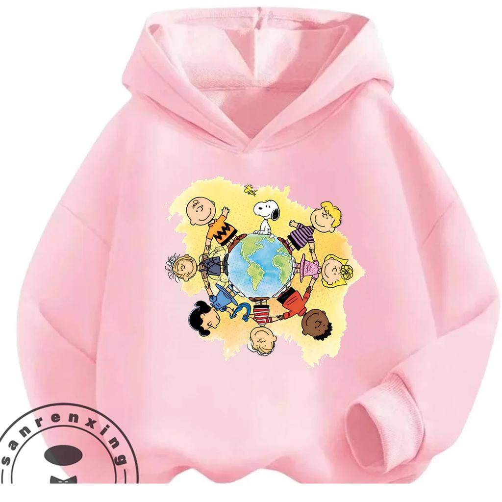 New Autumn Kawaii Hooded Sweatshirt Cute Cartoon Casual Street Style Kids Hoodie Snoopy Boys Girls
