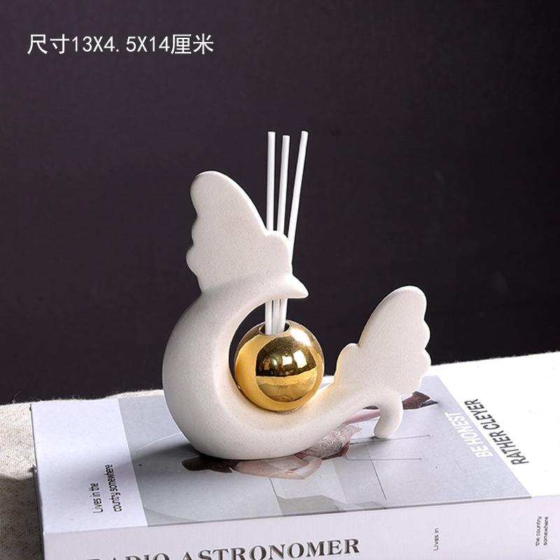 Christmas Ceramic Decoration Nordic Creative Small House Aromatherapy LED Tabletop Atmosphere Decorative Ceramic Crafts Fairy