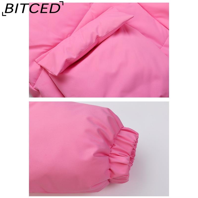 BITCED Women's Loose-Fit Puffer Jacket with Hood - Short-Length Thickened Winter Coat