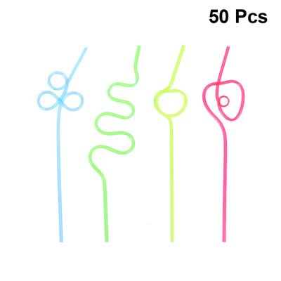 Pack of 8 Curly or Wiggley Drinking Straws Assorted Colours Funny Shapes