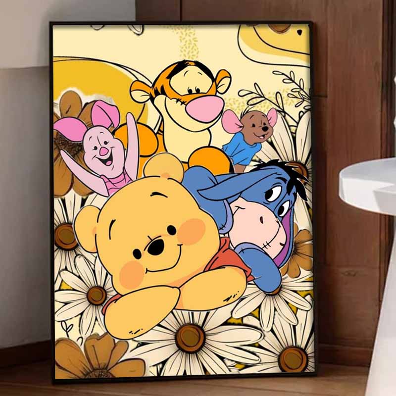 Disney Diamond Painting Kit Unframed, Winnie the Pooh & Friends, Classic Style Home Decor Craft, Perfect Gift Idea