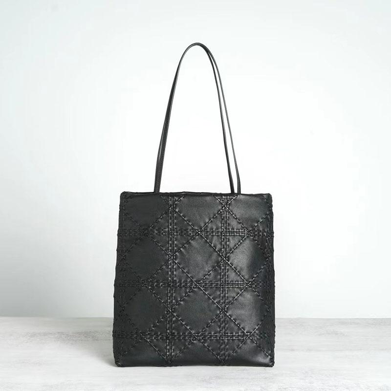 

High-end Full Leather Handmade Retro Weave Stitching Bag Sheepskin Hobo Single Compartment Underarm Bag Women 23.5x27x10cm