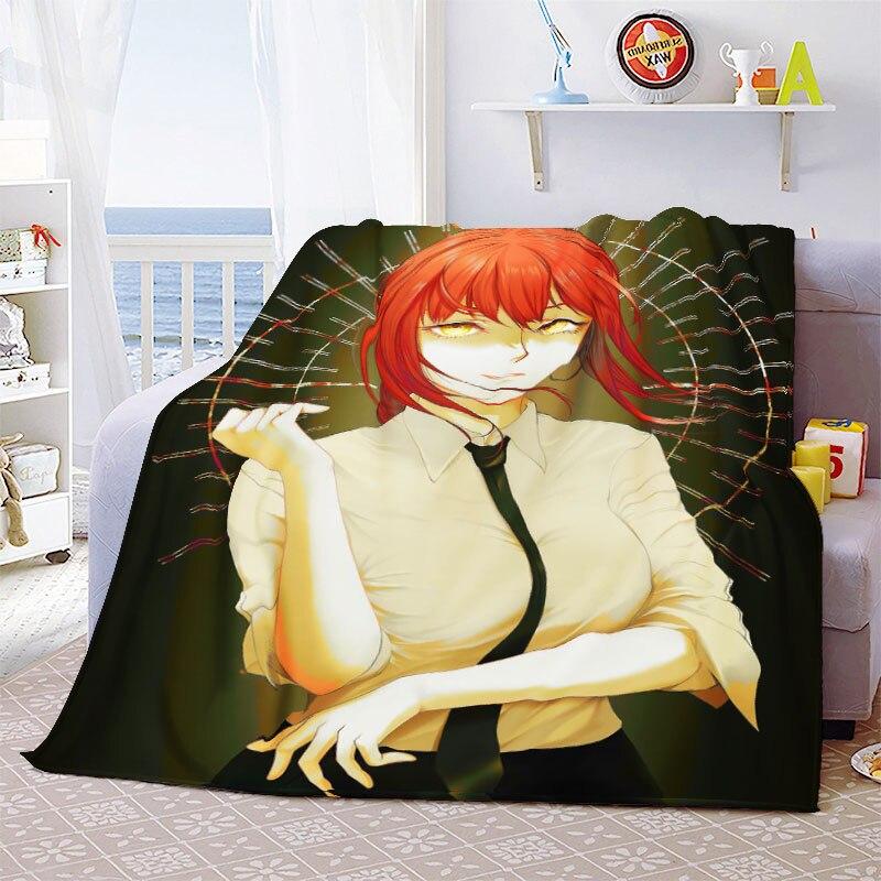 

Makima Kawaii Girl Chainsaw Man Throw Blanked Аніме Спальня Накидка на диван Тонка ковдра Хеллоуїн Різдвяний подарунок Домашній декор кімнати 75x90cm