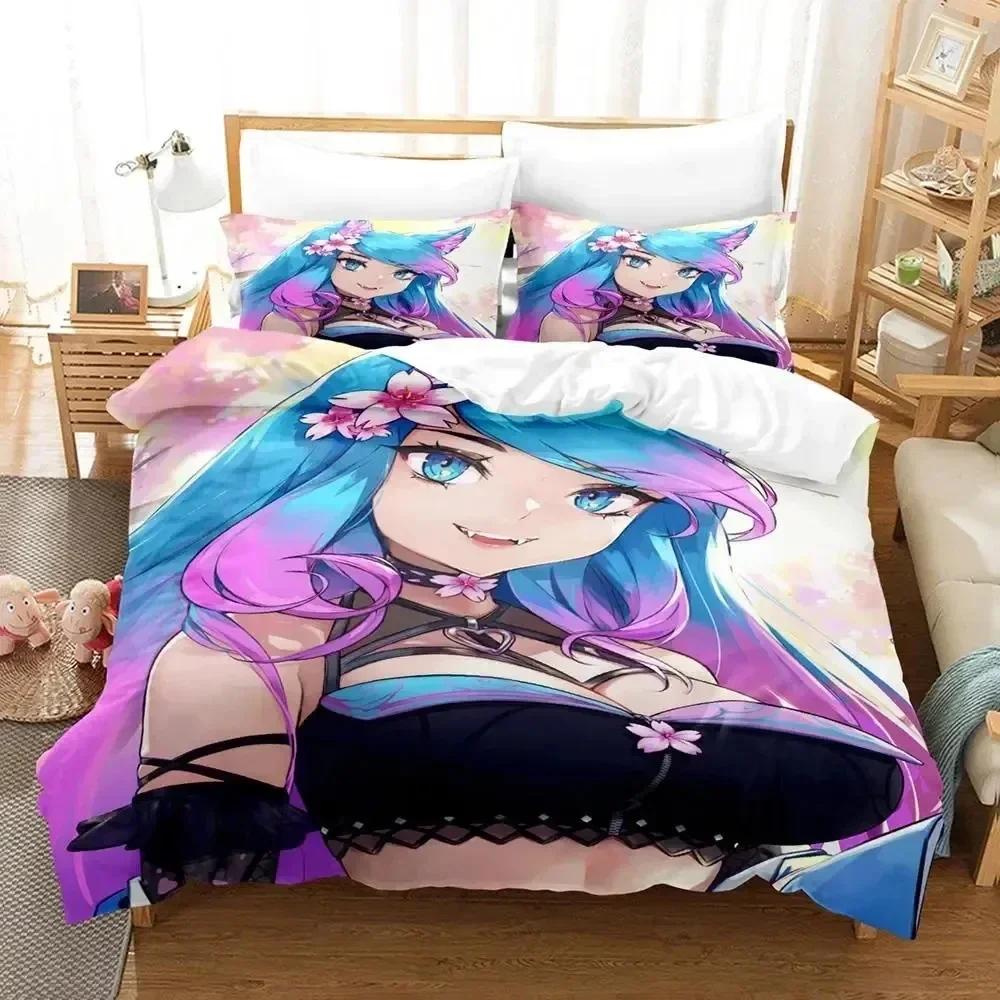 Anime Sexy Girls Silvervale Bettwäsche-Set Bedruckt mit Kissenbezug Bettdeckenbezug Weich Queen King Size Bettwäsche Zuhause Jungen Erwachsene