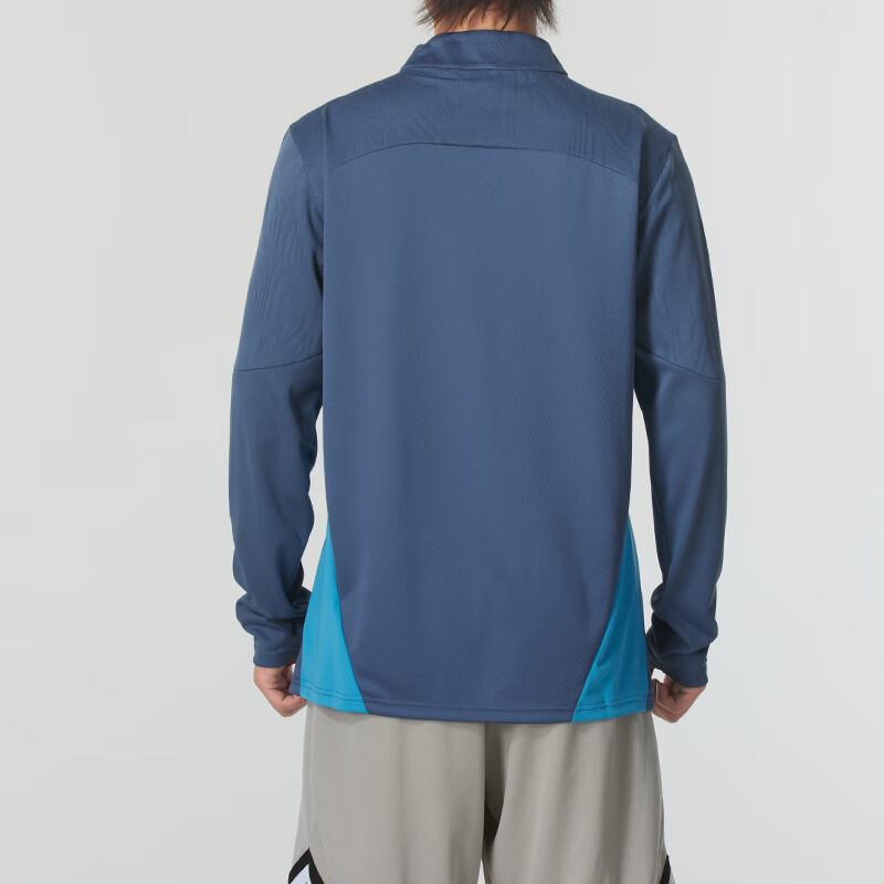 Puma Logo Badge Pattern Spliced Pullover Long Sleeve Half Placket Half Zip College Style Color Block Sweatshirt Men Sweatshirt Blue 777529-12