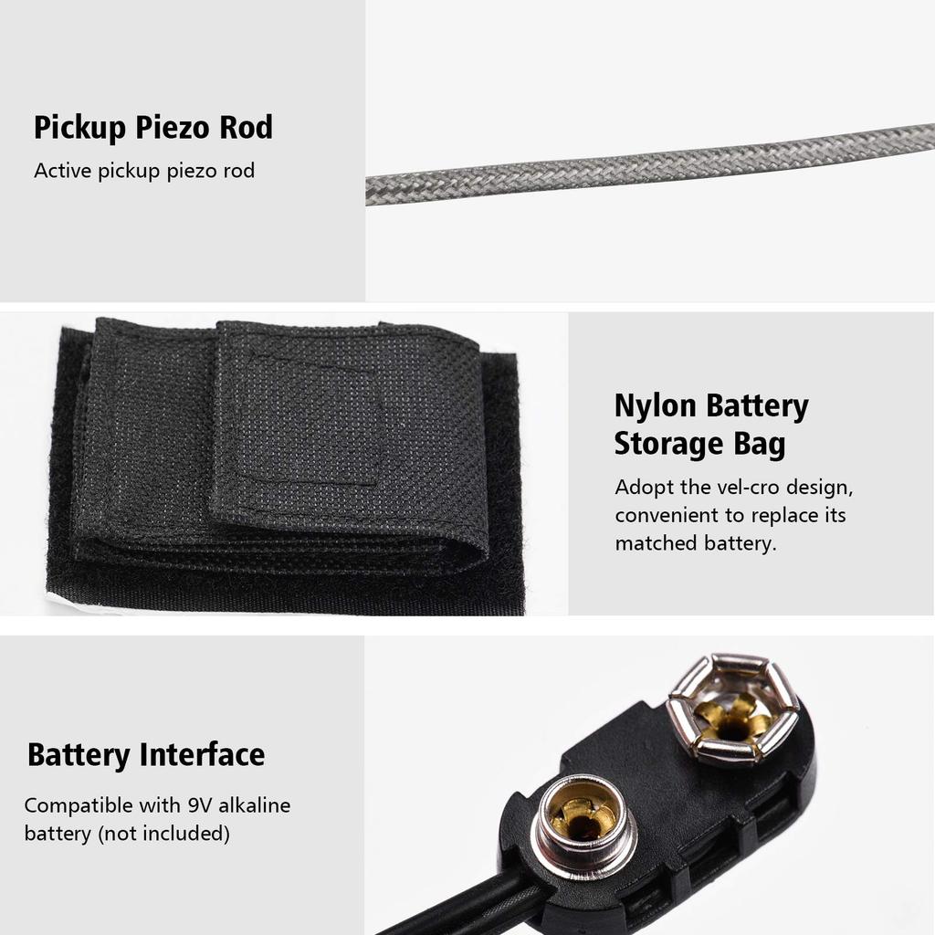 ZEYUAN Style Acoustic Guitar Pickup with Active Pickup Volume and Tone Control with Piezo Rod for Acoustic Guitar Pen-Tube Under-Saddle