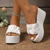 Chunky Platform High Wedges Sandals Women Summer 2026 White Pu Leather Thick Bottom Gladiator Shoes Woman Plus Size 43 Slippers
