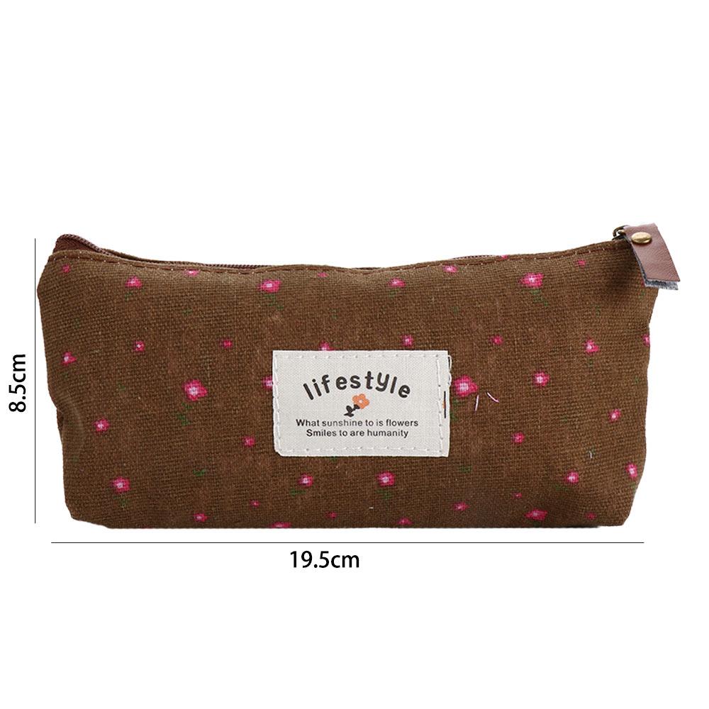 Lovely Makeup Bag Cosmetic Bag Fabric Floral Flower Pen Bags Pencil Case Zipper Pouch Pencil Bag