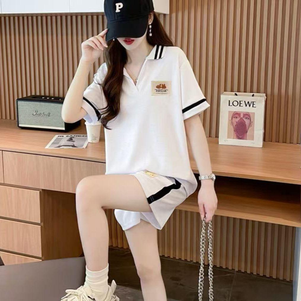 

Young Women s Summer Two-Piece Sports Set - Polo Short Sleeve & Shorts, Petite, Casual & Stylish. XXL [126-140 lbs]