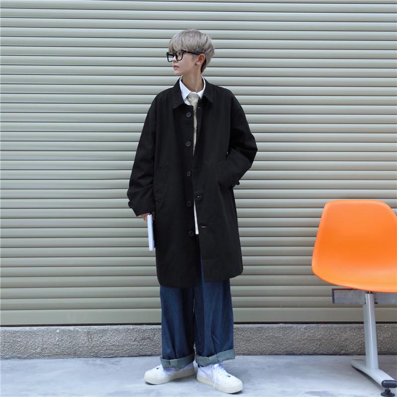 

Мужская модная повседневная куртка-ветровка - весна/осень, средней длины, в гонконгском/японском/корейском стиле, спортивная, элегантная, свободного кроя. M чёрный