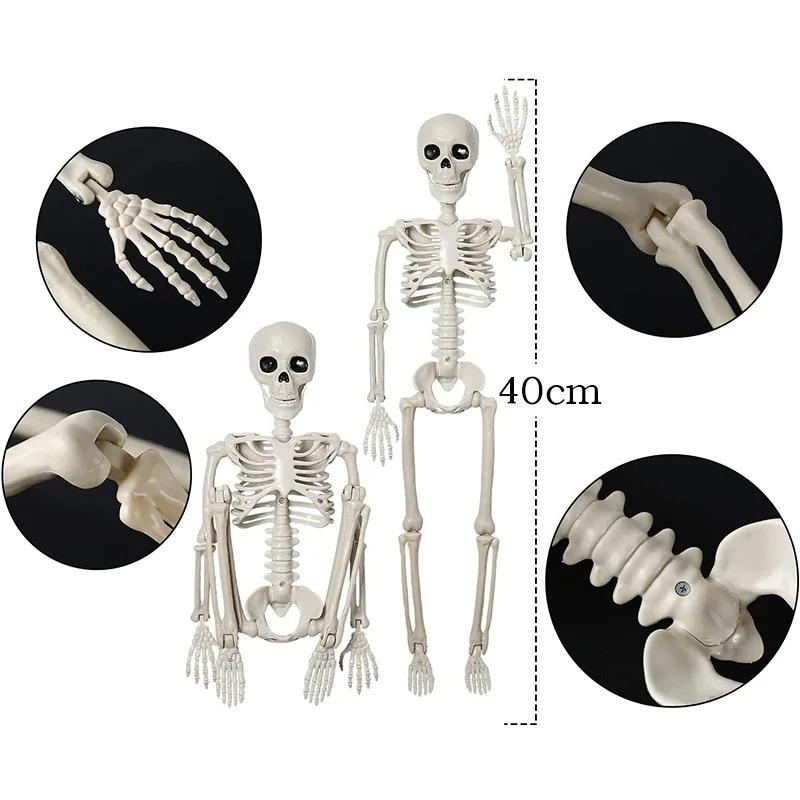 15.8Inch Halloween Hanging Skeleton Decoration Movable Skull Pendant Haunted House Horror Props Day of the Dead Room Ornament