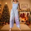 Women's Casual Loose Fit Christmas Printed Jumpsuit for Holiday Parties and Events