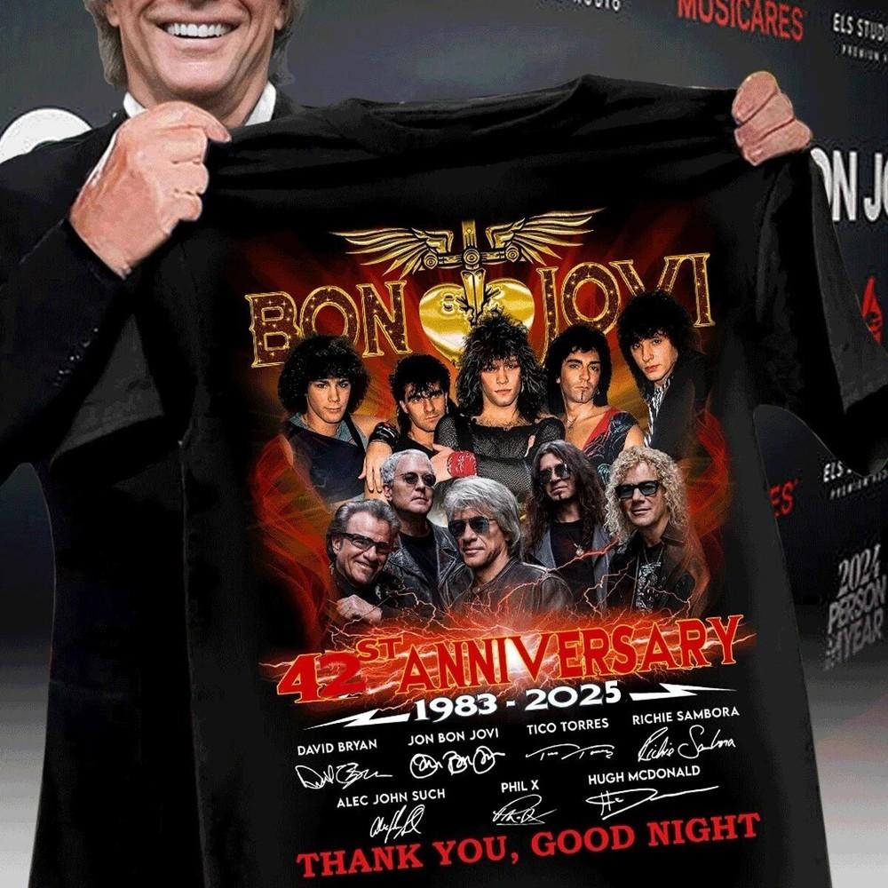 Bon Jovi 42st 1983 2025 Thank You Good Night T-Shirt  S-5XL Unisex T-Shirt XXL