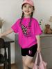 Girls Summer New Casual Floral Print Short Sleeve Top Color Shorts Sweet Style 2‑Piece Children Daily Outdoor Fashion Set