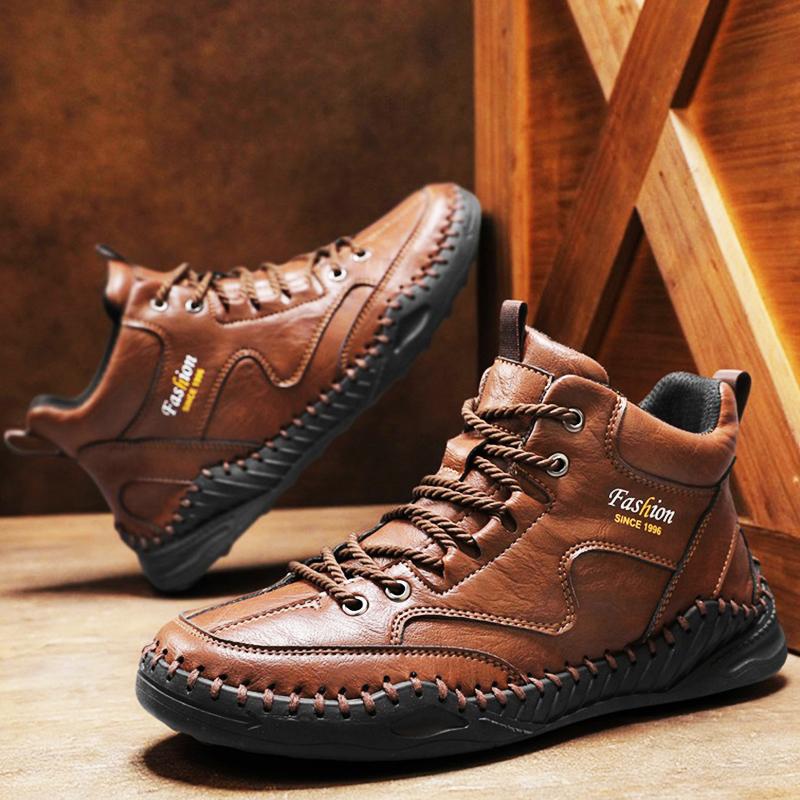 38-47 Übergröße Herrenschuhe Handgenähtes Leder Herrenstiefel Spaltleder Freizeitlederschuhe Herren Stiefeletten