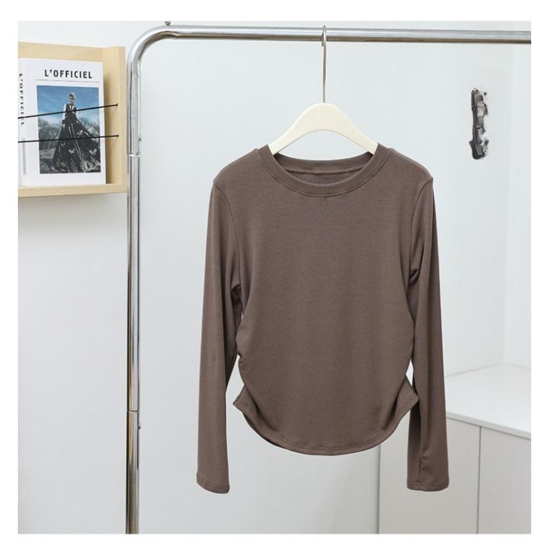 Jarní a podzimní dámské vnitřní tričko s dlouhým rukávem Top tričko s elastickým základem