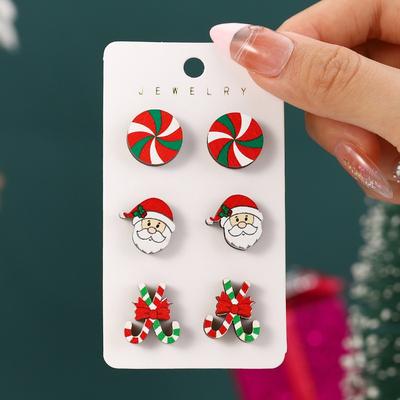 Christmas Stud Earrings New Elk Windmill Old Man Snowman Gloves Earrings Set Combination Earrings Women