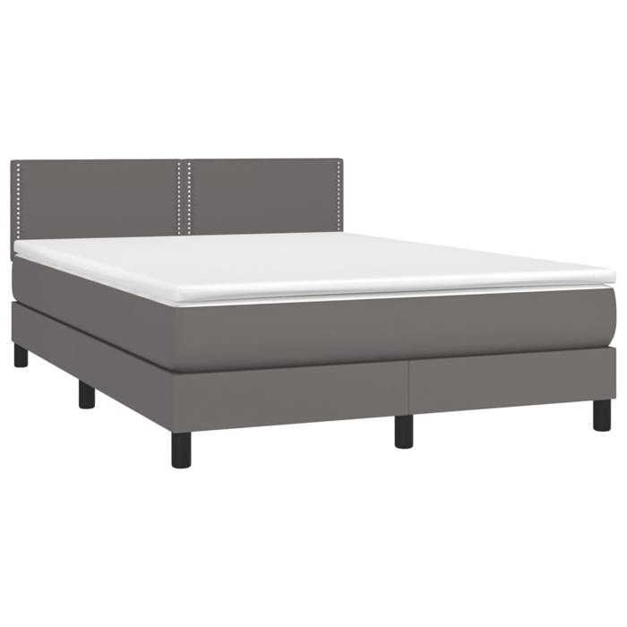 3141069 vidaXL Divan Bed with Mattress Grey 140x200 Cm Faux Leather