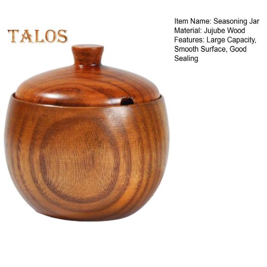Spice Jar Strong Sealed Add Condiment Smooth Surface Durable Vintage Wood Seasoning Jar Canteen Supplies