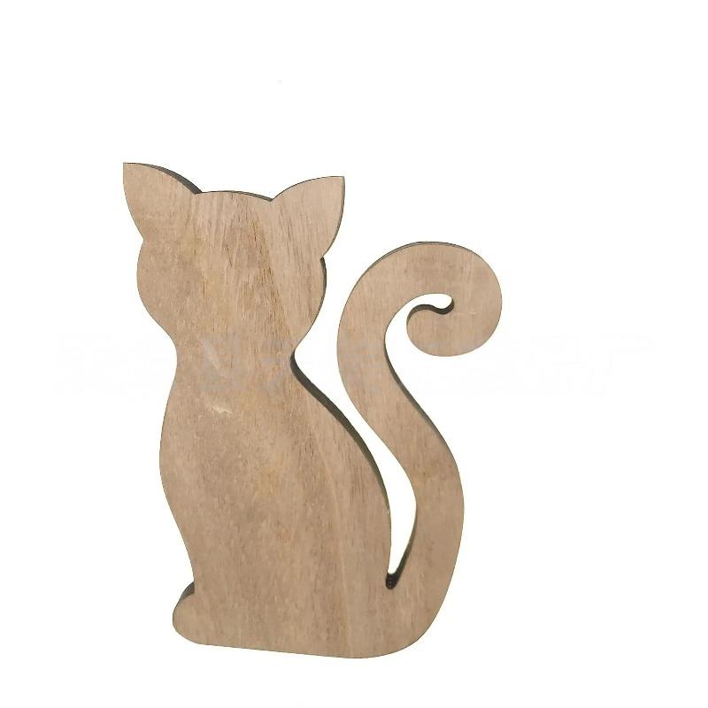 

1PC Unfinished Cat Wood DIY Crafts Cutouts Unfinished Wooden Cutouts for Pets Themed Birthday Halloween Christmas Party Decor S-10.2CM