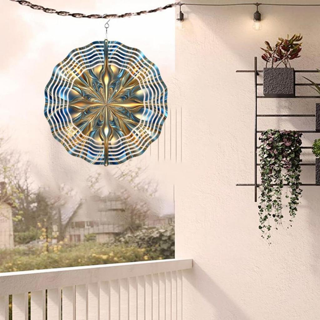 Elegant 10-Inch Metal Wind Spinner - Vibrant 2D Hanging Design for Indoor & Outdoor Decor, Silent 360° Rotating Wind Sculpture