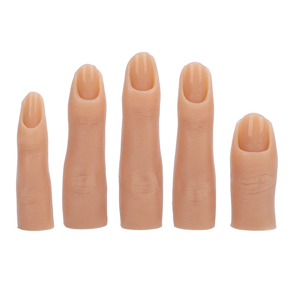 5 Pcs Silicone Nail Training Finger High Elasticity Bendable Joint Thickened Nail Practice Finger Model for Nail Salon