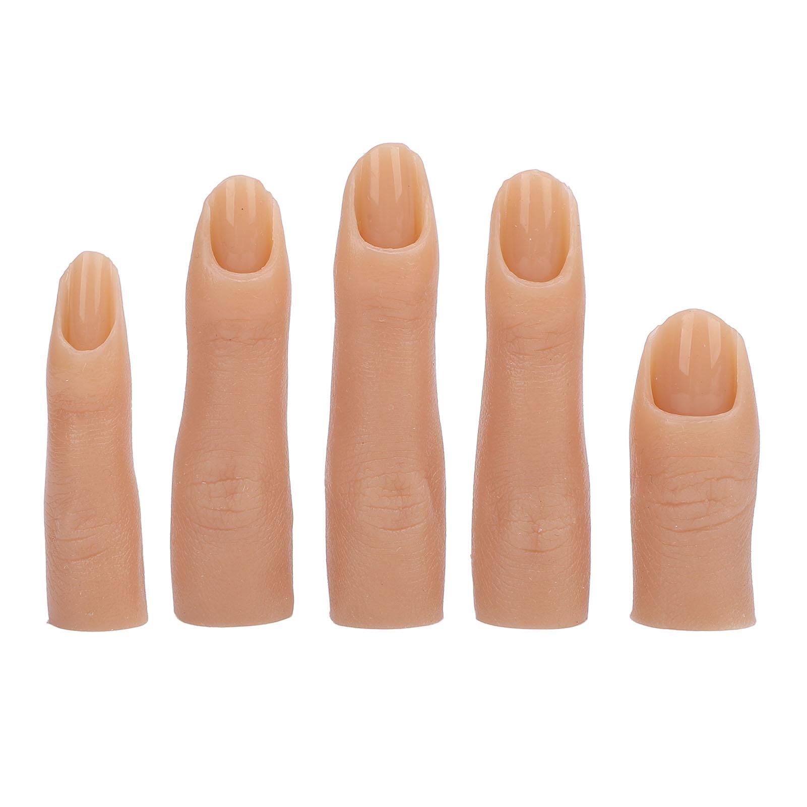 Shoemst Unisex 5 Pcs Silicone Nail Training Finger High Elasticity Bendable Joint Thickened Nail Practice Finger Model For Nail Salon