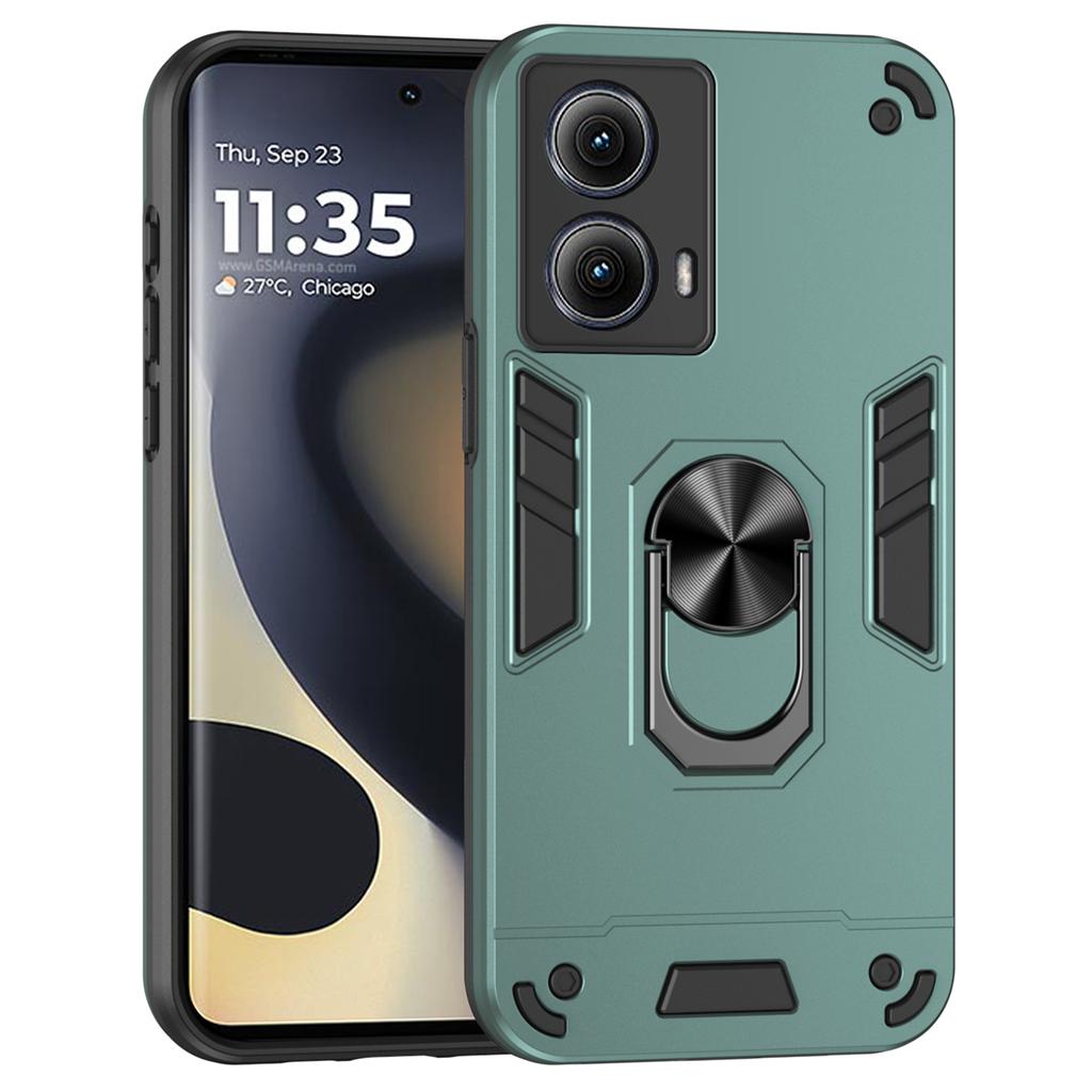 For Motorola Edge (2024) 5G Case PC+TPU Drop Defend Phone Cover with Ring Kickstand