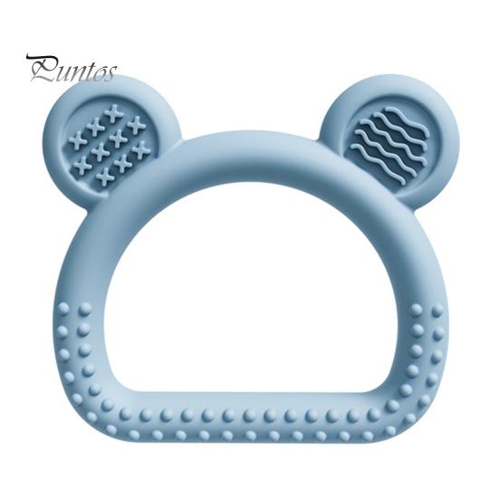 Durable Chew Toy Silicone Bear Teether for Babies, Soothing Sore Gums Baby Textured Teething Toy, Ring 6-12 Months Infants