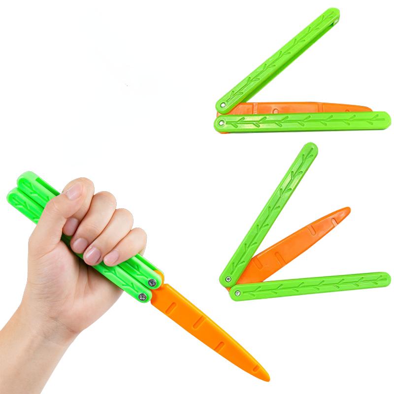 3D Printing Gravity Jump Luminous Folding Butterfly Carrot Knife Stress Relief Fidget Toys Glow-in-the-Dark Radish Knife