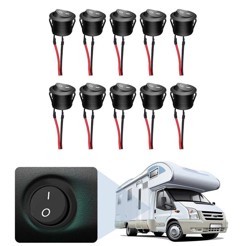 Round Rocker Switch 10Pcs Rocker Switch 12V Toggle Switch with Prewired Electrical Switches for Boats Car