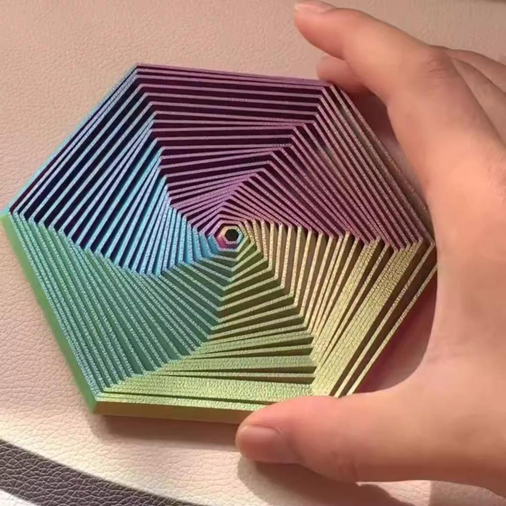 3D Printed Hexagon Optical Illusion Toy: Creative, Educational, Rotatable, and Stress-Relieving