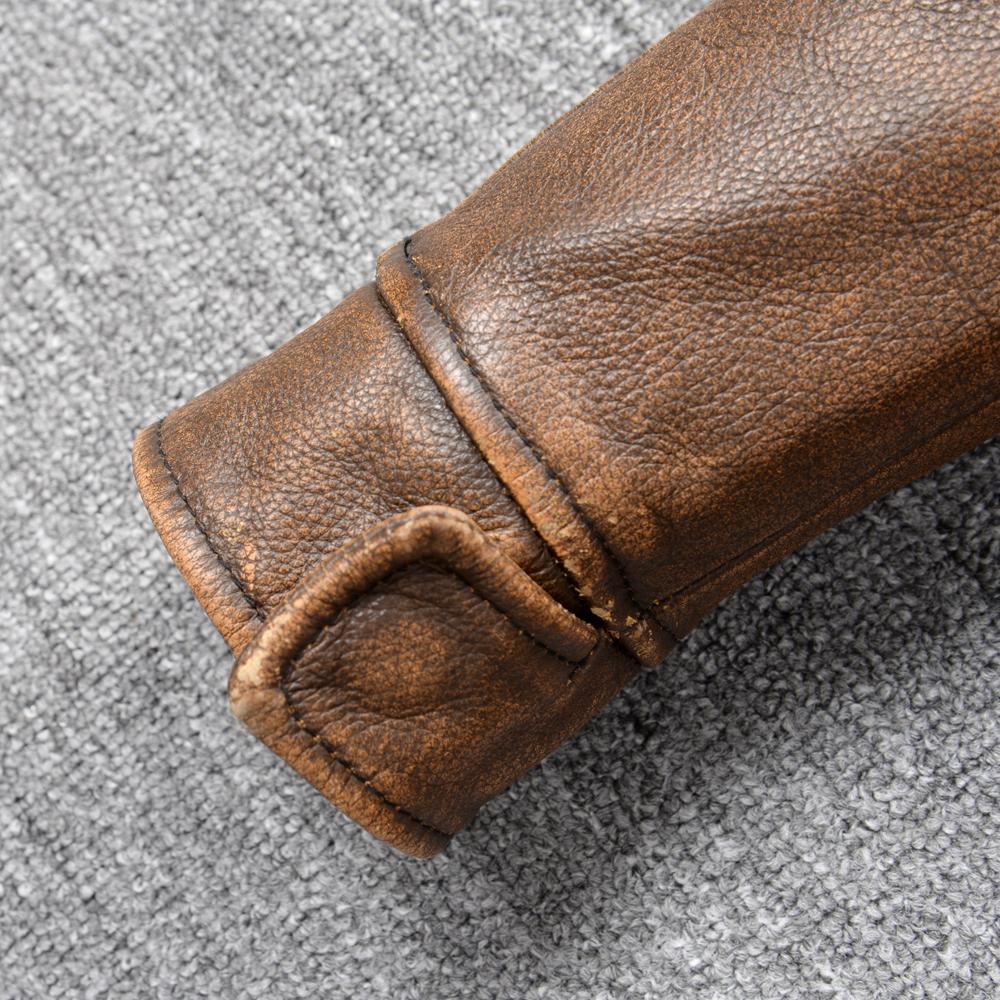 Vintage Yellow Brown Genuine Leather Jacket Men Natural Cow Leather Jackets Slim Fit Man Coat Autumn Clothing